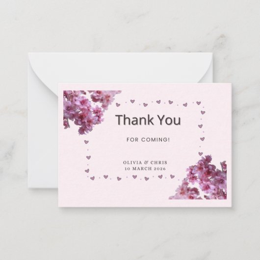 Personalized Thank You Card | Cherry Blossom Flora ノートカード (正面)