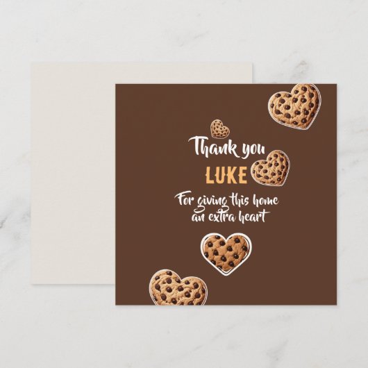 Personalized Thank you cookie hearts design サンキューカード (正面/裏面)