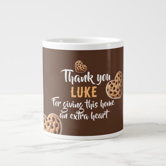 Personalized Thank you cookie hearts design ジャンボコーヒーマグカップ (正面)