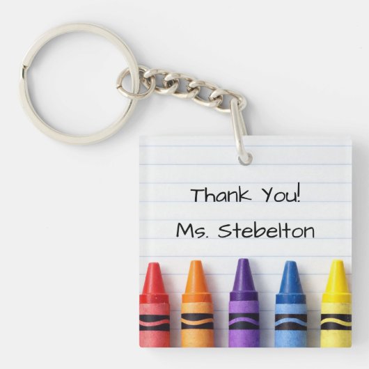 Personalized Thank You Crayon Teacher Keychain キーホルダー (正面)