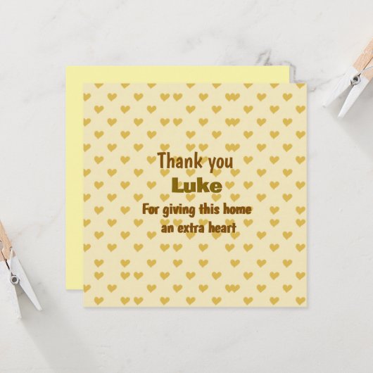 Personalized Thank you heart design カード (正面/裏面インサイチュ)