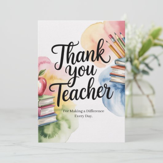 Personalized Thank You Teacher カード (スタンド正面)