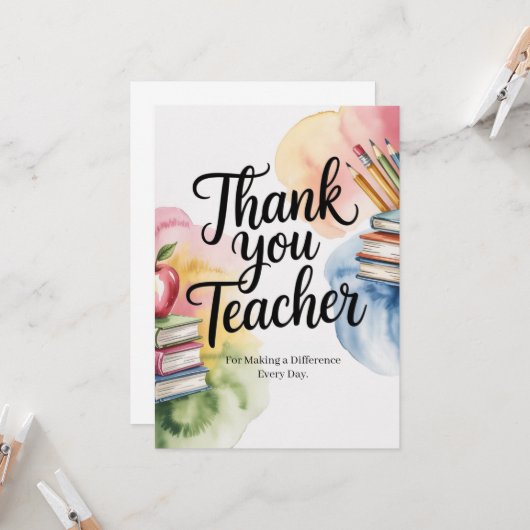 Personalized Thank You Teacher カード (正面/裏面インサイチュ)