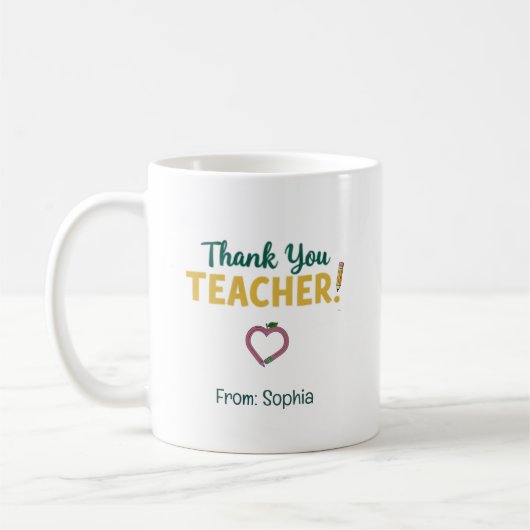 Personalized Thank You Teacher Gift From Student  コーヒーマグカップ (左)