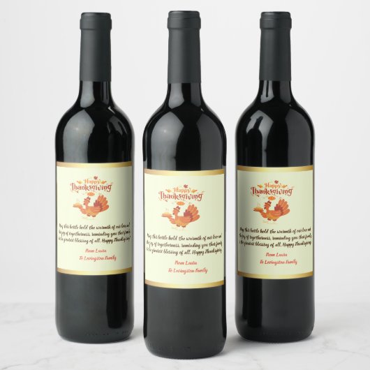 Personalized Thanksgiving Bottle Labels: Share the ワインラベル (ボトル)