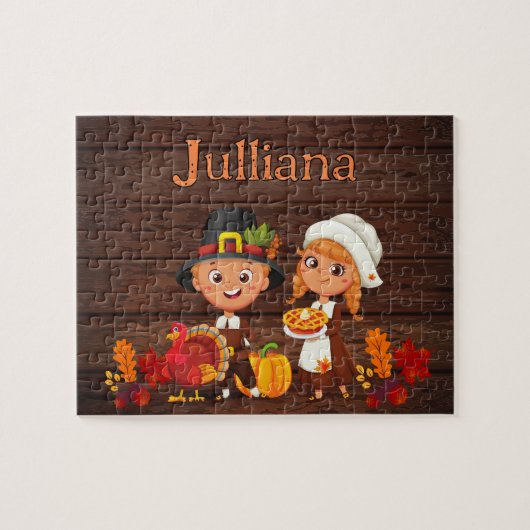 Personalized Thanksgiving Child Name Puzzle  ジグソーパズル (横)