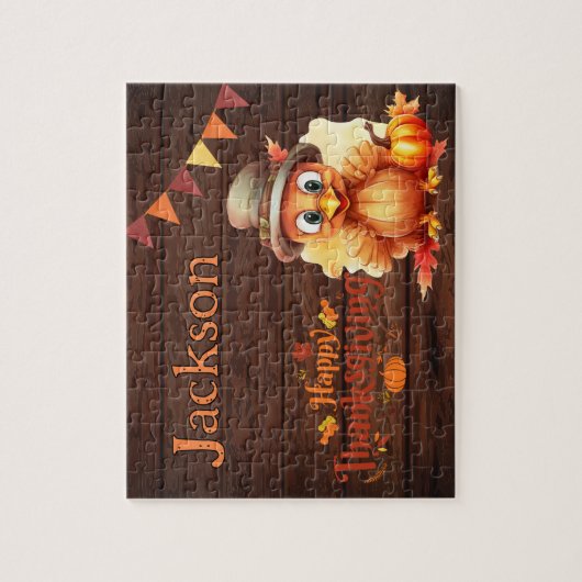 Personalized Thanksgiving Child Name Puzzle  ジグソーパズル (縦)