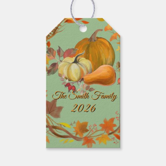 Personalized Thanksgiving Custom Autumn  ギフトタグ (正面)