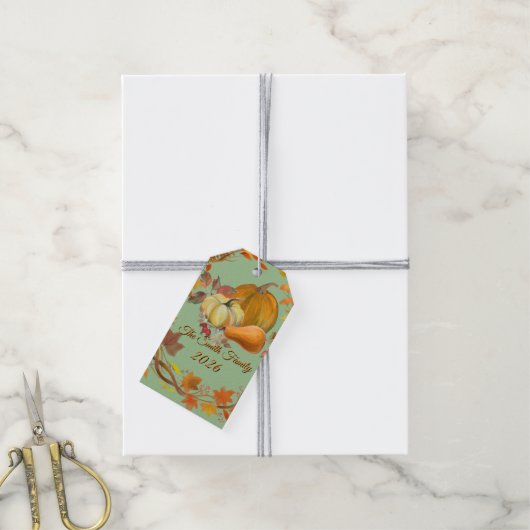 Personalized Thanksgiving Custom Autumn ギフトタグ (より糸付き)
