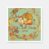 Personalized Thanksgiving Custom Autumn tabledecor スタンダードカクテルナプキン (正面)