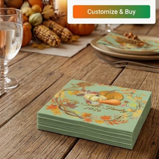 Personalized Thanksgiving Custom Autumn tabledecor スタンダードカクテルナプキン