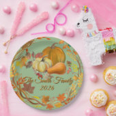 Personalized Thanksgiving Custom Autumn tabledecor ペーパープレート (パーティー)
