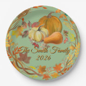 Personalized Thanksgiving Custom Autumn tabledecor ペーパープレート (正面)