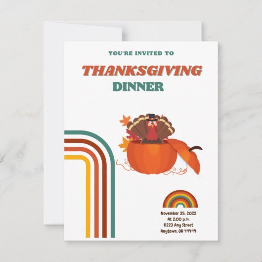 Personalized Thanksgiving Dinner  Invitation 招待状 (正面)