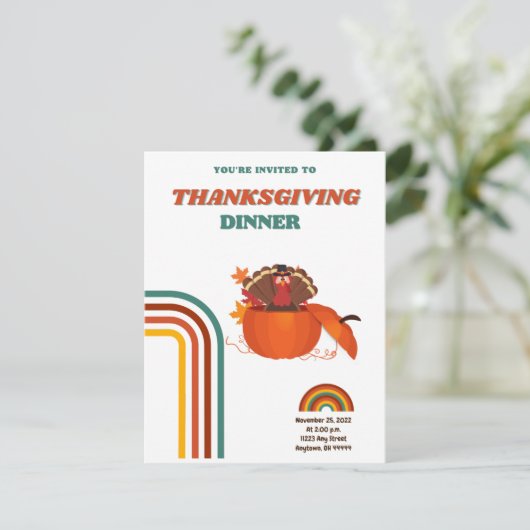 Personalized Thanksgiving Dinner  Invitation 招待状 (スタンド正面)