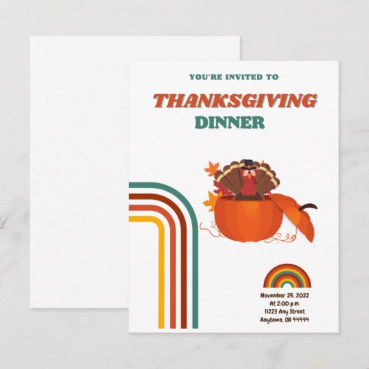 Personalized Thanksgiving Dinner  Invitation 招待状 (正面/裏面)