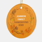Personalized Thanksgiving Family Autumn Wreath セラミックオーナメント (左)