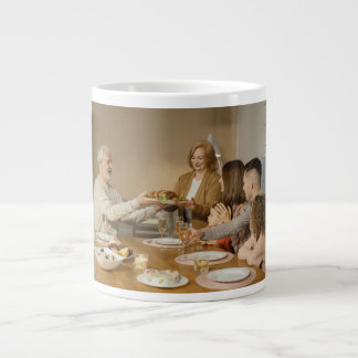 Personalized Thanksgiving family photo ジャンボコーヒーマグカップ