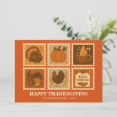 Personalized Thanksgiving Stamp Collage Greeting C シーズンカード (スタンド正面)