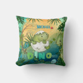 Personalized 'The Dino-Mite' Nursery Throw Pillow クッション (正面)