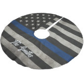 Personalized Thin Blue Line American Flag ブラッシュドポリエステルツリースカート (アングル)