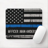 Personalized Thin Blue Line Police Officer マウスパッド (マウス)
