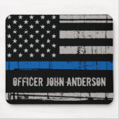 Personalized Thin Blue Line Police Officer マウスパッド (正面)