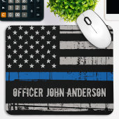 Personalized Thin Blue Line Police Officer マウスパッド