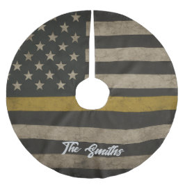 Personalized Thin Gold Line 911 Dispatcher ブラッシュドポリエステルツリースカート