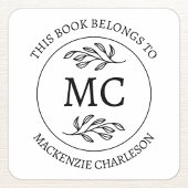 Personalized This Book Belongs to Monogram スクエアシール