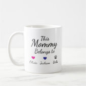Personalized This Mommy Belongs To Kids Pet Name コーヒーマグカップ (左)