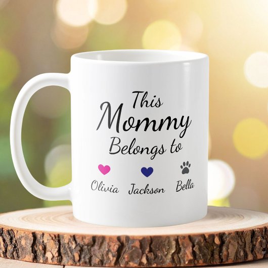 Personalized This Mommy Belongs To Kids Pet Name コーヒーマグカップ