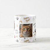 Personalized Three-Photo New Year's Pet Paw Print コーヒーマグカップ (中央)
