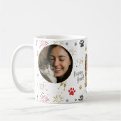 Personalized Three-Photo New Year's Pet Paw Print コーヒーマグカップ (左)