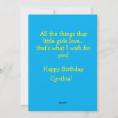 Personalized Three Years Old Girls Birthday Card シーズンカード (裏面)