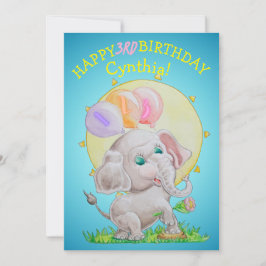 Personalized Three Years Old Girls Birthday Card シーズンカード