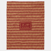 Personalized Throw Blanket Luxe Red Gold Accent フリースブランケット (正面)