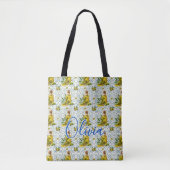 Personalized Tiled Pattern Olives トートバッグ (正面)
