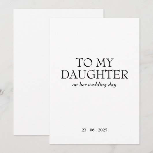 Personalized "To My Daughter" ON HER Wedding Day  サンキューカード (正面/裏面)