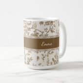 Personalized Toile De Jouy Mug Custom Name Date コーヒーマグカップ (正面右)