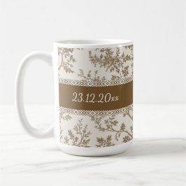 Personalized Toile De Jouy Mug Custom Name Date コーヒーマグカップ