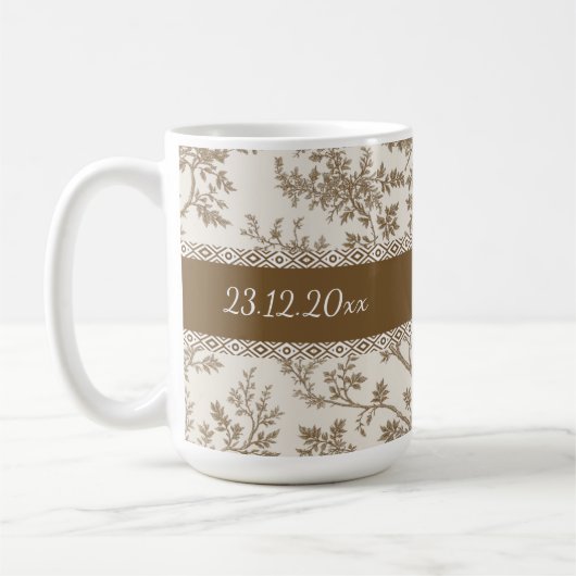 Personalized Toile De Jouy Mug Custom Name Date コーヒーマグカップ (左)