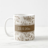 Personalized Toile De Jouy Mug Custom Name Date  コーヒーマグカップ (左)