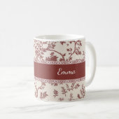 Personalized Toile De Jouy Mug Custom Name Date Gi コーヒーマグカップ (正面右)