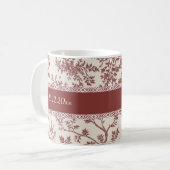 Personalized Toile De Jouy Mug Custom Name Date Gi コーヒーマグカップ (正面左)