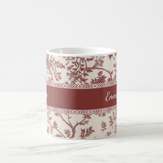 Personalized Toile De Jouy Mug Custom Name Date Gi コーヒーマグカップ (中央)