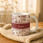Personalized Toile De Jouy Mug Custom Name Date Gi コーヒーマグカップ