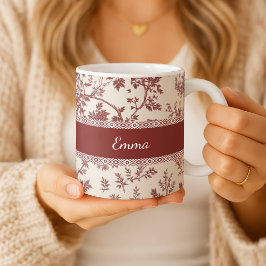 Personalized Toile De Jouy Mug Custom Name Date Gi コーヒーマグカップ