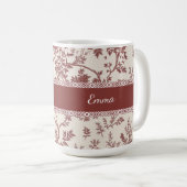Personalized Toile De Jouy Mug Custom Name Date Gi コーヒーマグカップ (正面右)