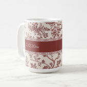 Personalized Toile De Jouy Mug Custom Name Date Gi コーヒーマグカップ (正面左)